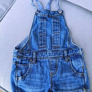 Baby Gap denim bib shorts (overalls)